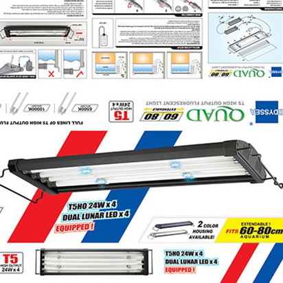 Đèn Led Máng ODYSSEA DUAL PRO T5HO ÁNH SÁNG 10000K CHO BỂ THUỶ SINH 60cm