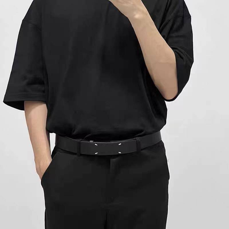 Thắt Lưng Da Màu Trắng Đen Phong Cách Tối Giản MM6 MM6