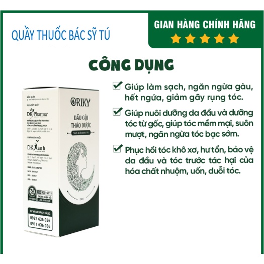 [HÀNG CHUẨN - DATE MỚ] Dầu gội thảo dược Oriky sạch gàu, nấm ngứa, chống, ngăn rụng tóc sau sinh, kích thích mọc tóc