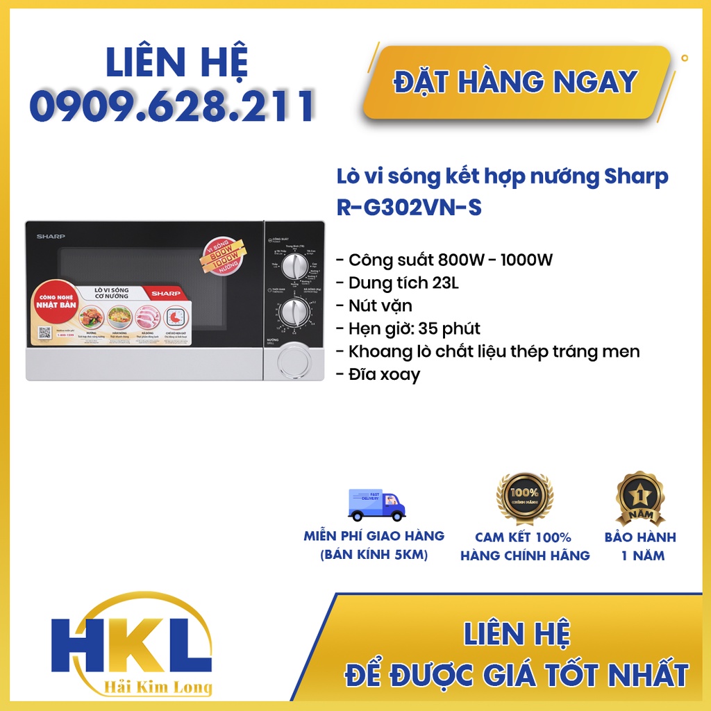Lò vi sóng Sharp R-G302VN-S 23 lít,hàng chính hãng, bảo hành 1 năm,mới 100%