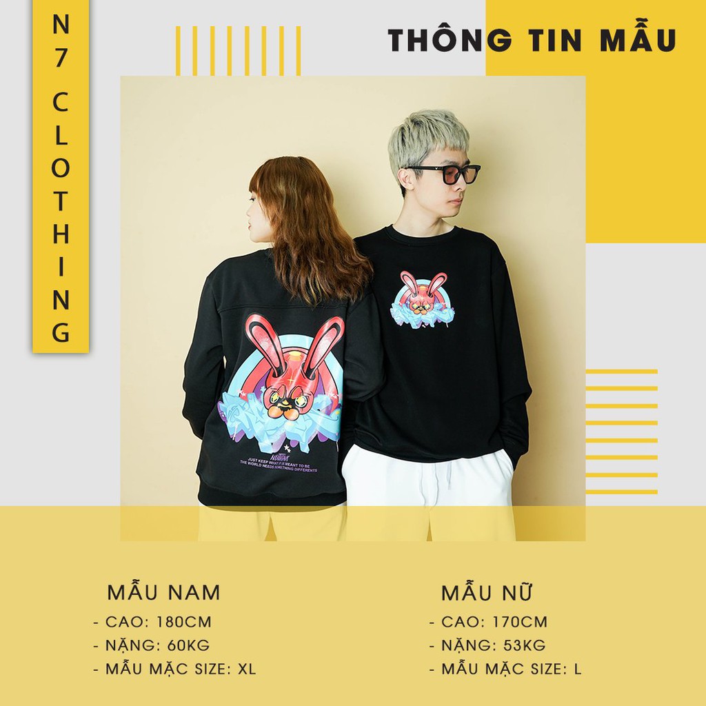 hoodie sweater Áo SWEATER ERABBIT Unisex N7 Dài Tay Oversize Nỉ Nam Nữ Basic Form Rộng Hàn Quốc Ulzzang Phong Cách Cá Tí