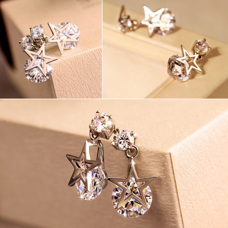 Khuyên Tai Ngôi Sao Đính Pha Lê Nhã Nhặn