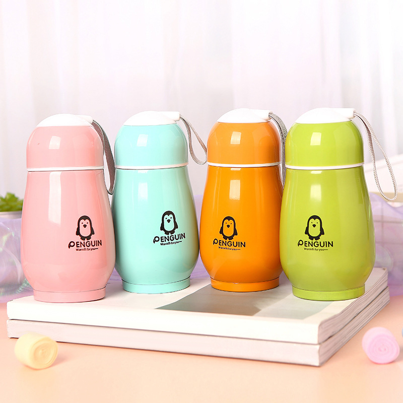 THERMOS Bình Nước Giữ Nhiệt Bằng Thép Không Gỉ Hình Chim Cánh Cụt Dễ Thương