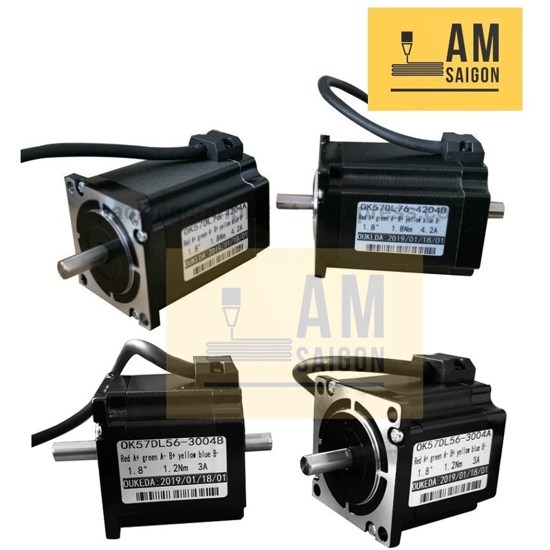 [New 100%] Động cơ bước 57 trục 2 đầu step motor 57 (NEMA23) thương hiệu OUKEDA các dài 56mm 76mm chất lượng cao