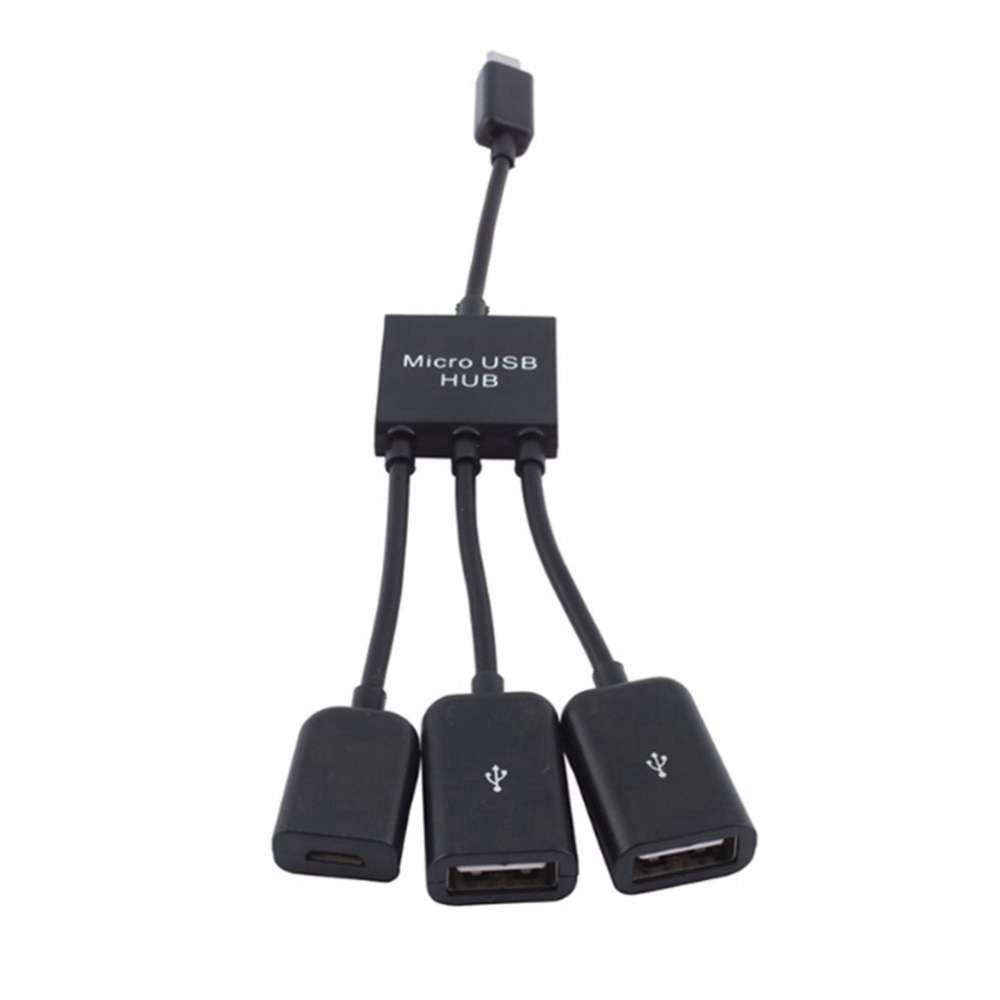 Cáp chuyển đổi 1 cổng Micro USB dương thành 1 cổng Micro USB âm và 2 cổng USB 2.0 âm cho điện thoại / máy tính bảng