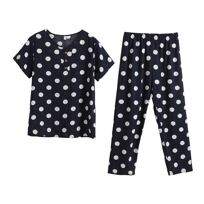 Bộ đồ ngủ ngắn tay dáng rộng họa tiết chấm bi