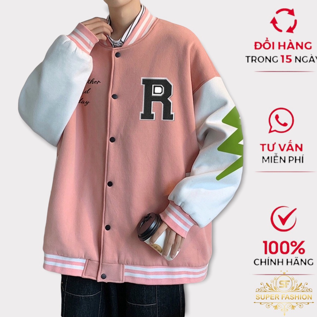 Áo Khoác Bomber Super Fashion Nam Họa Tiết Chữ R Thời Trang Teen