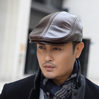 Mũ Beret Nam Da Bò Thời Thượng - Có Che Tai - Hàng Cao Cấp - THEMENSHOP Official