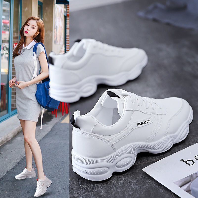 Giày Thể Thao Da Màu Trắng Thời Trang Mùa Xuân Cho Nữ