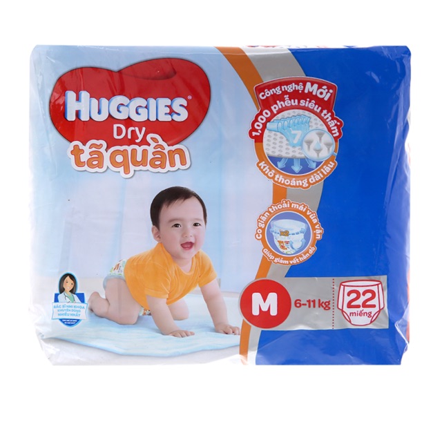Tã quần Huggies Dry size M 6kg -  11kg 22 miếng