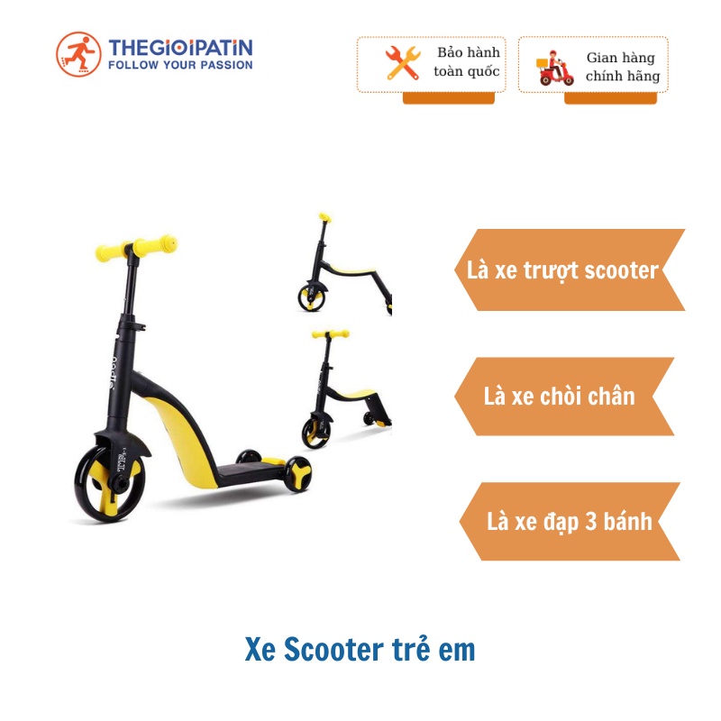 Xe trượt Scooter Trẻ Em Cao Cấp - Nadle 3 in 1 xe chòi chân + xe trượt scooter + xe đạp