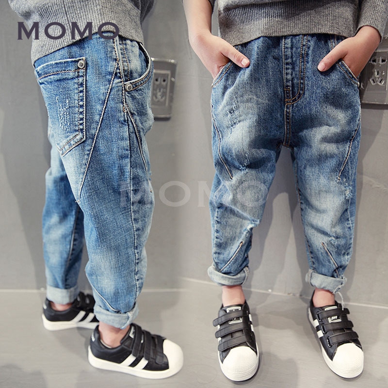 Quần Denim Kiểu Dáng Đơn Giản Phong Cách Retro Cho Bé Trai Từ 2-12 Tuổi