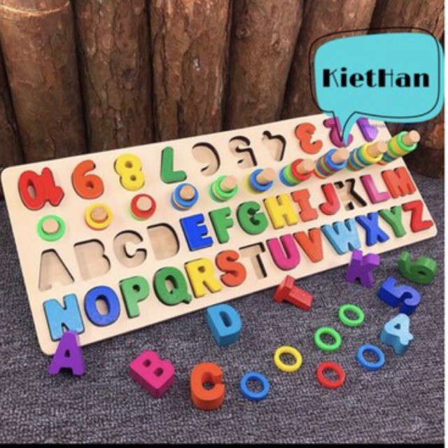 Đồ chơi gỗ cho bé - Cột tính học số đếm và chữ đa năng