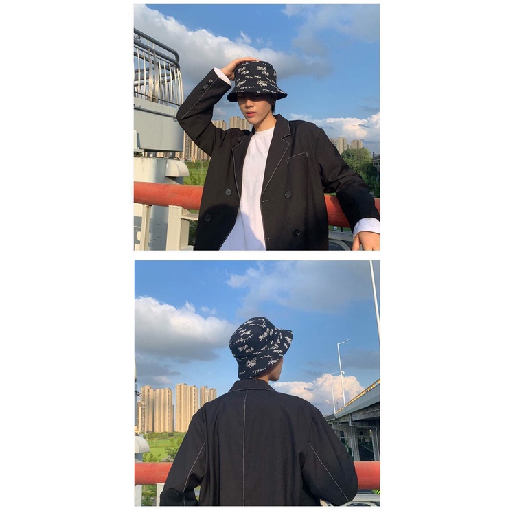 Nón bucket  Mũ snapback thời trang 2 Mặt Nhật Hàn phong cách hiphop Unisex