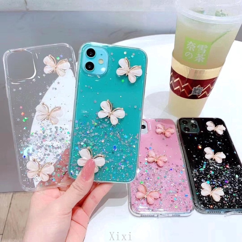 Ốp Điện Thoại TPU Mềm Hình Bướm 3D Cho OPPO A17 A17K Reno 7 7Z 6 4 Pro Find X2 A91 A16K A92 A31 2020 A12 A12e A9 A5