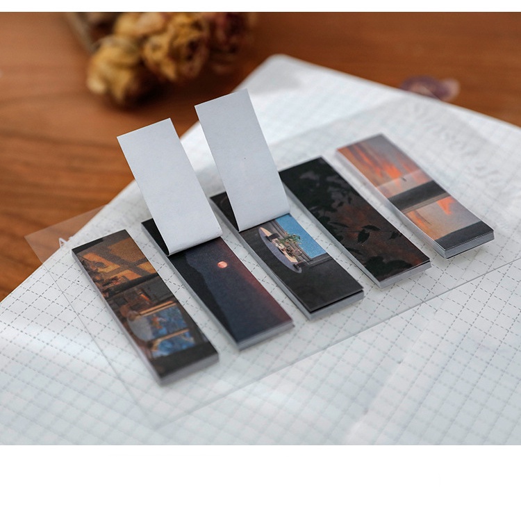 Set 100 Giấy Ghi Chú Mini Hình Phong Cảnh Dễ Thương note