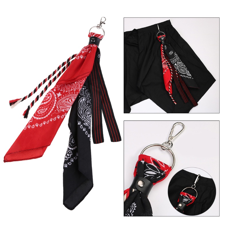 Khăn gắn móc khóa làm phụ kiện trang sức quần jean/túi phong cách hip hop punk cho nam nữ