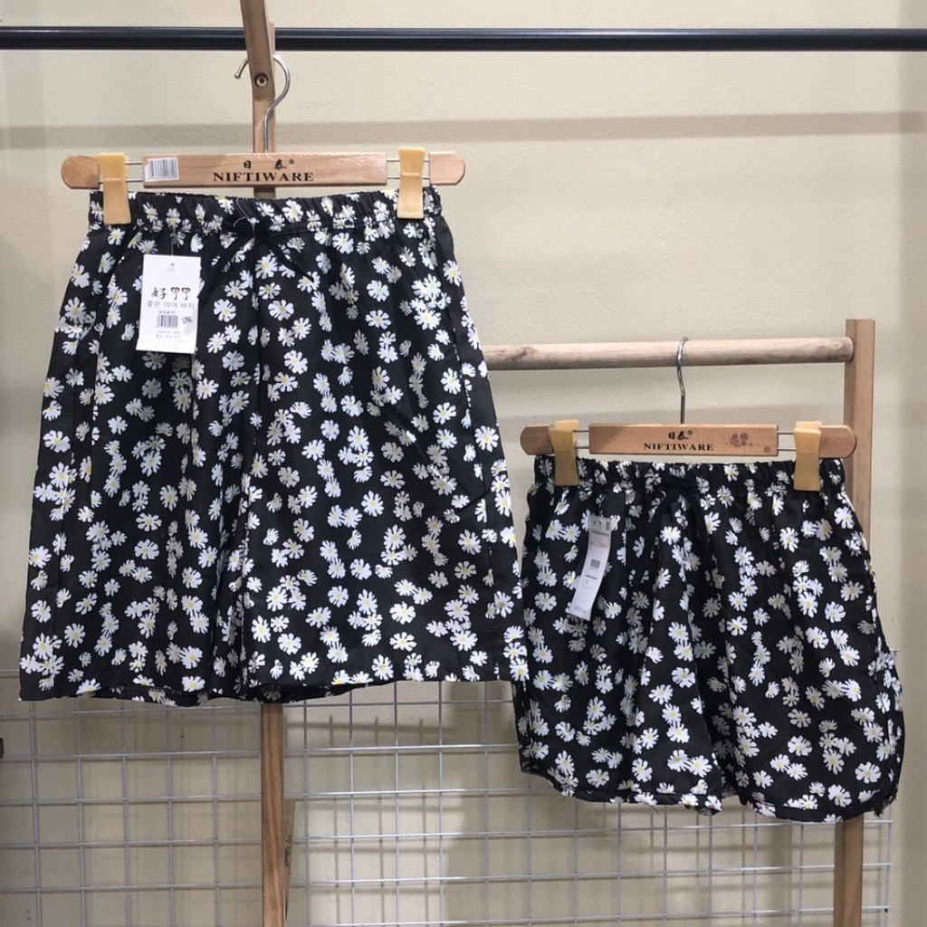 SET QUẦN BẠN THÂN ỐNG RỘNG LƯNG CAO HỌA TIẾT HOA CÚC - QUẦN ĐÙI DAISY - QUẦN LỬNG HOA NHÍ HOT