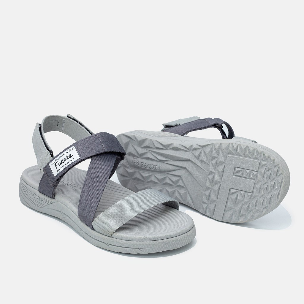 FACOTA | Giày dép sandal nam, nữ Unisex thể thao xám phối dây đi học, đi chơi NN09