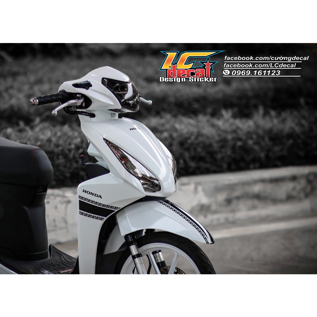 Tem Rời Dán Xe Vision 110 Mẫu Dior Trắng Đen Cực Hot, Hàng 3 Lớp Chất Lượng Cao .Team Decal