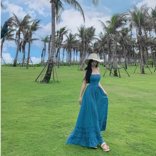 [FREESHIP] Đầm Maxi Bèo Hở Lưng
