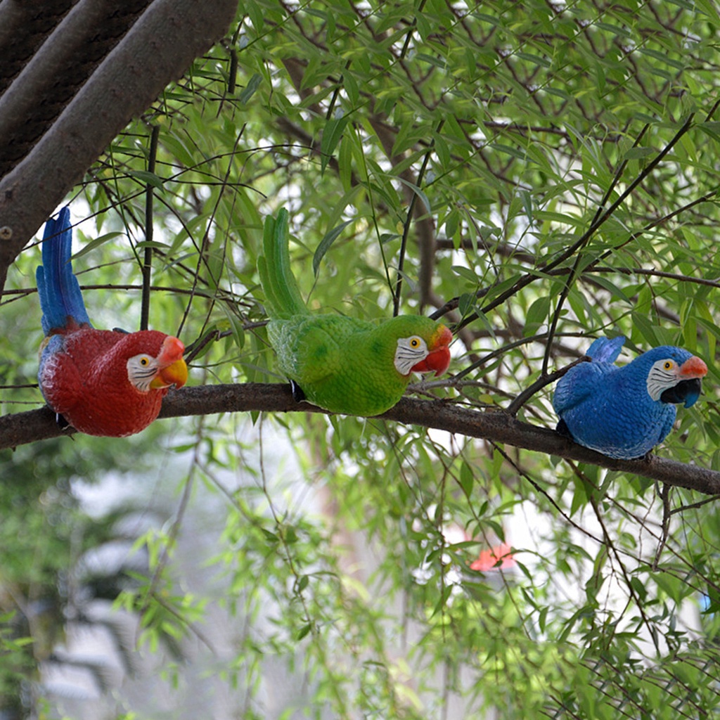 Mô hình chim vẹt bằng resin treo tường trang trí nhà ở/ sân vườn