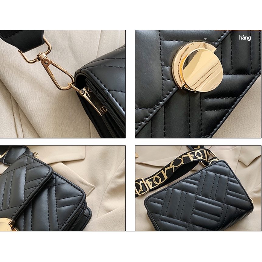 D267 Túi đeo chéo dây đeo bản to khóa tròn sang chảnh