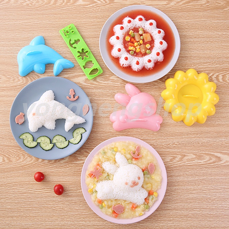 Bộ 4 khuôn hình thỏ / cá heo dễ thương để làm cơm nắm