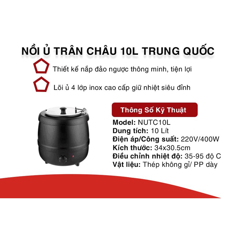 Nồi Ủ Trân Châu 10L  Xuất Xứ Trùn Quốc - Thiết Bị Trà Sữa