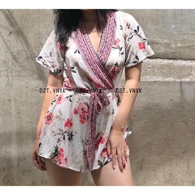 Jumpsuit Hoa Ngắn VNXK