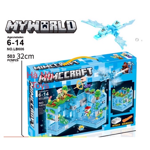 Xếp Hình Lego Minecraft LB606 - Thành Phố Băng Rồng Ender Có Đèn Led 503 Mảnh Ghép