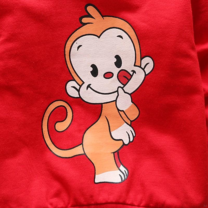 Áo hoodie in hình khỉ hoạt hình cho bé