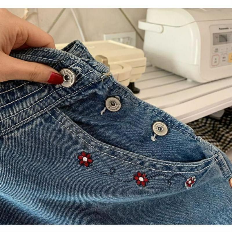 Quần yếm jean dài ống rộng thêu hình chó PLUTO DREAMY  🌿