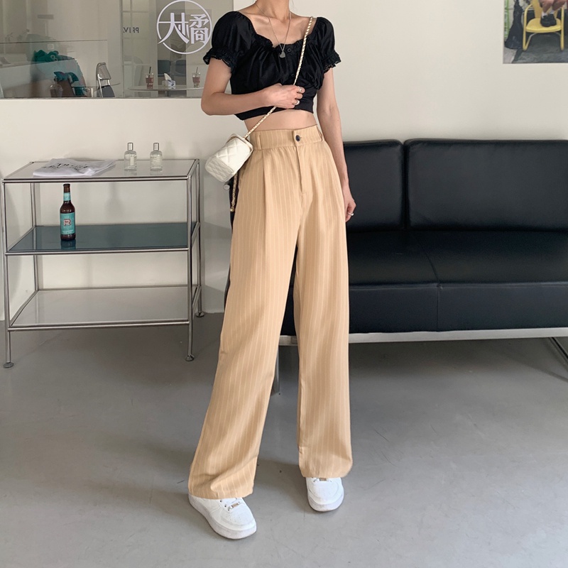 SUXI Quần ống rộng Họa Tiết Sọc Thời Trang Cho Nữ