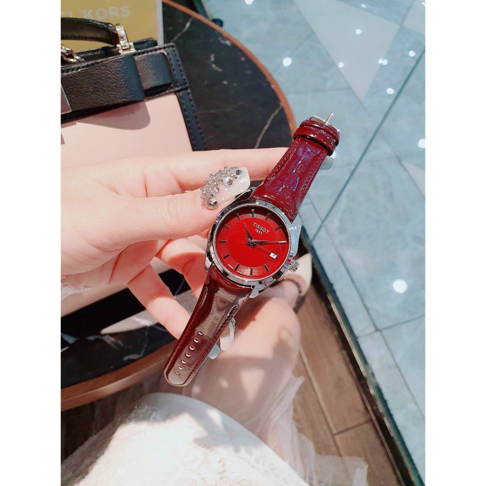 Đồng hồ nữ TIS OT full box dây da bóng, mặt chống xước donghoket