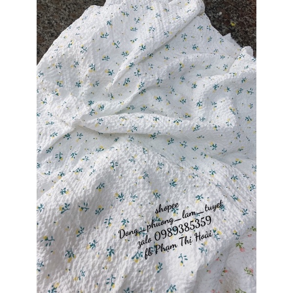 vải cotton đũi nhăn hàn quốc nụ hồng nhí siêu xinh mềm mại co giãn