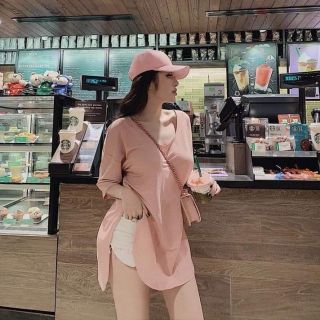 Áo vạt bầu xẻ tà cotton (SỈ 35K)4 màu