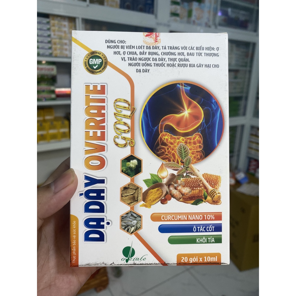 Dạ dày Overate Gold- Hỗ trợ giảm acid dịch vị và nguy cơ viêm loét dạ dày, tá tràng.