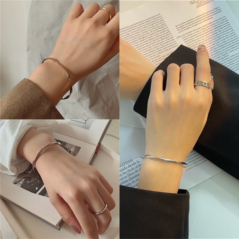 Vòng Tay Hở Họa Tiết Gợn Sóng Có Thể Điều Chỉnh Cho Nữ