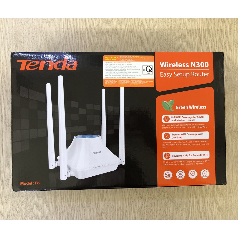 Thiết Bị Phát Sóng WIFI 3 Anten Tốc Độ 300M TENDA F3, F6, N318, F9 (Trắng Mới 100%) Hàng Nhập Khẩu