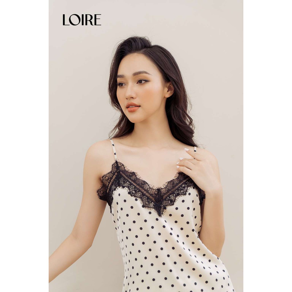 [Mã WABR0101 giảm 10% đơn 99K] Bộ Đồ Ngủ Nữ Phối Ren Họa Tiết Chấm Bi Loirechic BDN06B ( Áo hai dây và Quần dài) | BigBuy360 - bigbuy360.vn