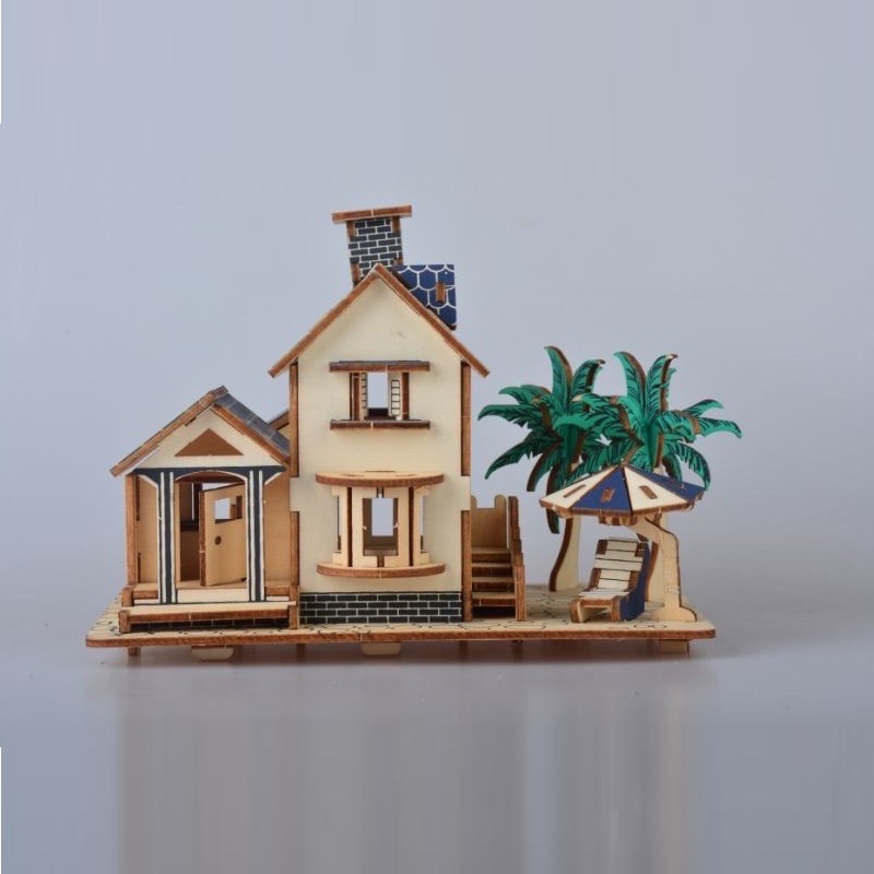 Mô hình lắp ghép nhà bằng gỗ 3d