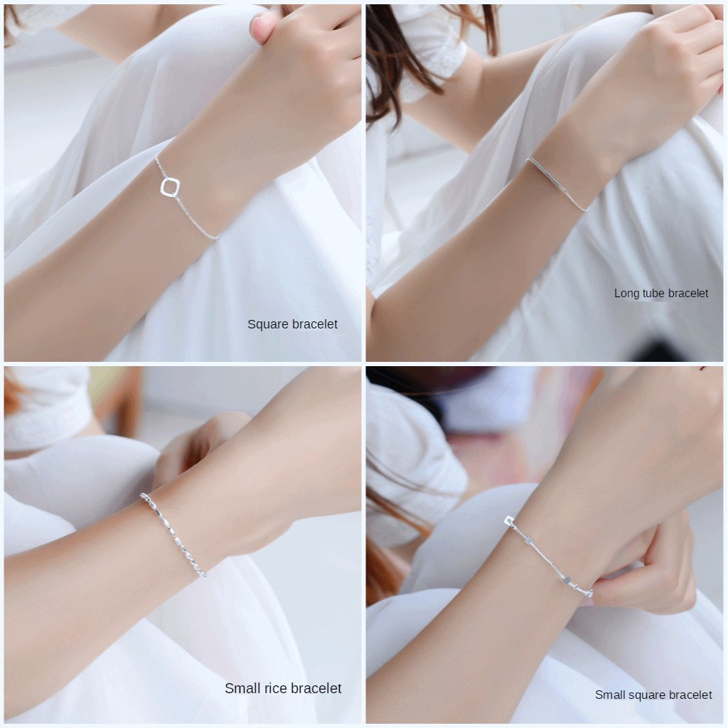Vòng Tay Mạ Bạc Thiết Kế Đơn Giản Phong Cách Hàn Quốc B689
