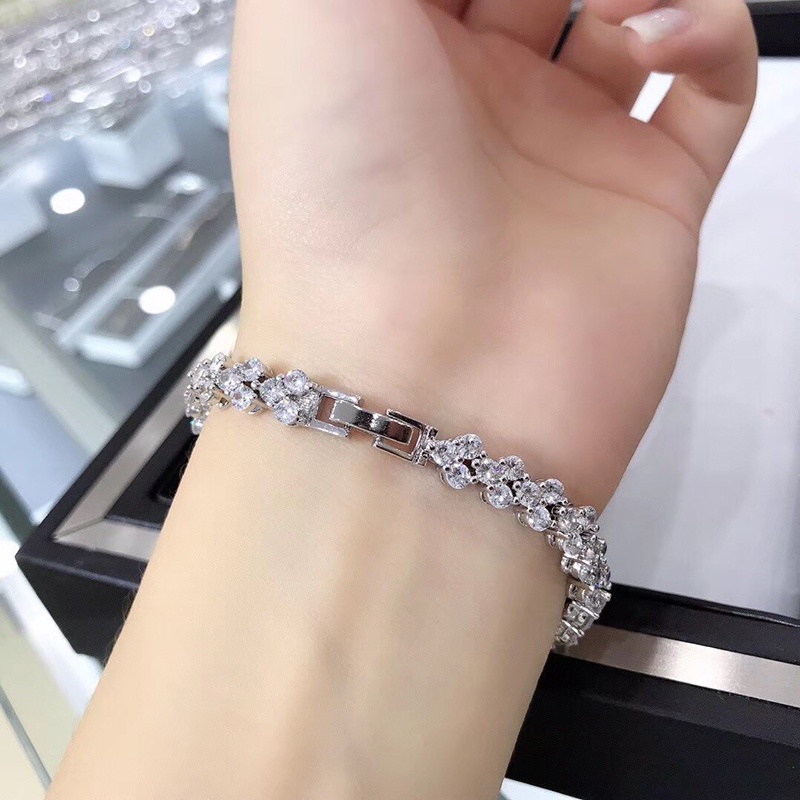 Vòng Tay Chuỗi Hạt Đá Zircon Lấp Lánh Sang Trọng Cho Nữ