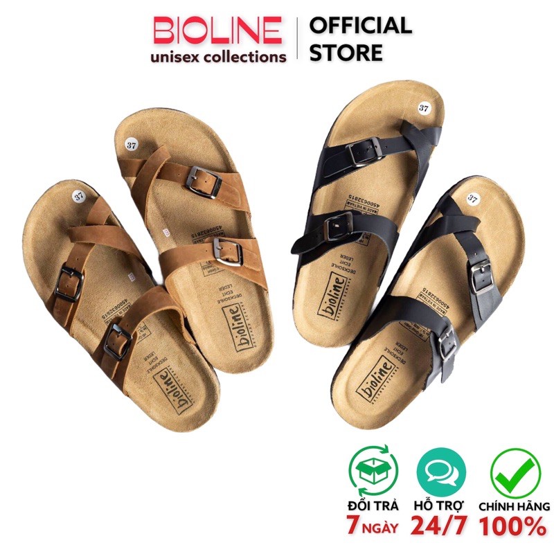 [DÉP ĐẾ TRẤU] Dép da bò birken đế trấu xỏ ngón Bioline unisex  BO6 - Bioline OffIcial