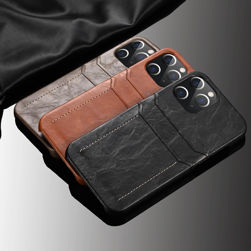 Bao da điện thoại bằng da PU có ngăn đựng thẻ sang trọng cổ điển cho Iphone 12 Apple 12 Pro Max