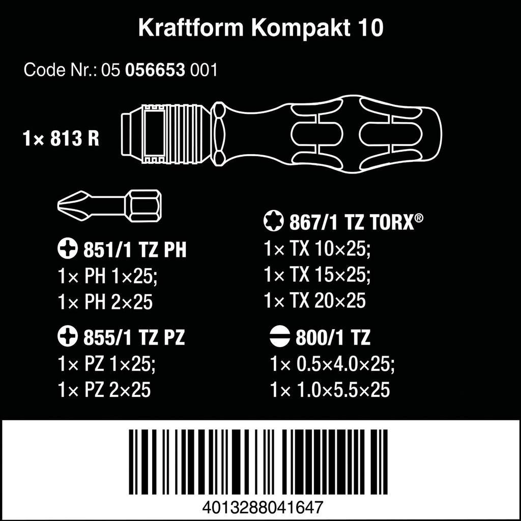 Bộ đa năng mở vít Wera kraftform kompakt 10 Wera 05056653001
