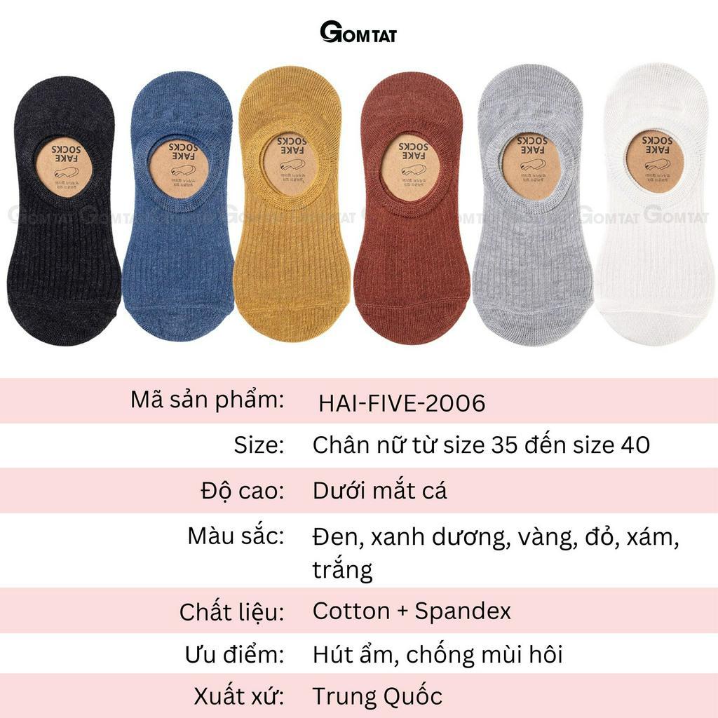 Tất lười nữ đi giày búp bê GOMTAT nhiều màu, chất liệu sợi cotton cao cấp có thun cổ chống tuột gót - HAI-FIVE-2006-1DOI