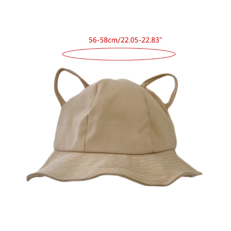 Nón Tai Bèo Vành Rộng Chất Liệu Cotton Màu Trơn Dễ Thương Cho Nữ