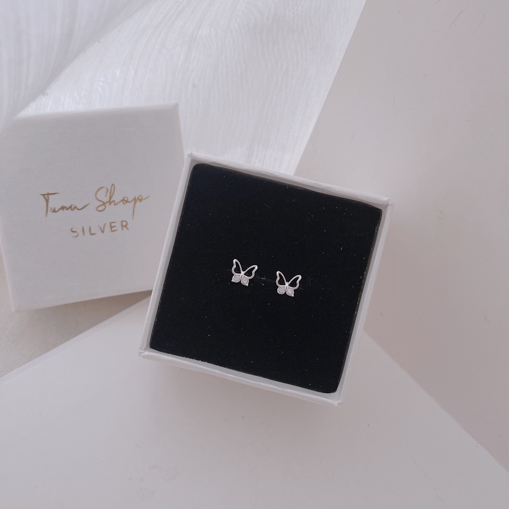 Khuyên tai gắn đá hồ điệp nhỏ, Bông tai Bạc đính đá cao cấp TUNASILVER, 𝐂𝐚𝐦 𝐤𝐞̂́𝐭 𝐜𝐡𝐮𝐚̂̉𝐧 𝐁𝐚̣𝐜 𝐓𝐔𝐍𝐀𝐒𝐇𝐎𝐏 𝐓𝐫𝐚𝐧𝐠 𝐬𝐮̛́𝐜 𝐁𝐚̣𝐜